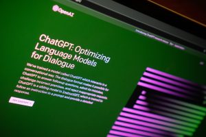 A laptop screen displaying ChatGPT’s homepage