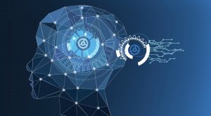 A graphic of a human head with a gear icon