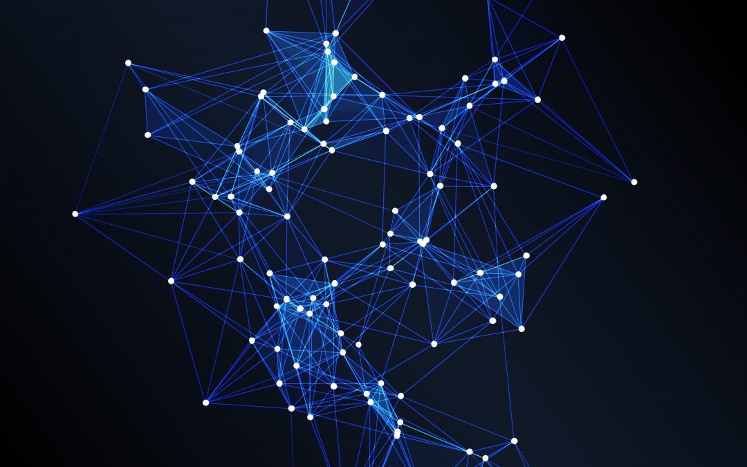 A gradient depicting a network of interconnected nodes