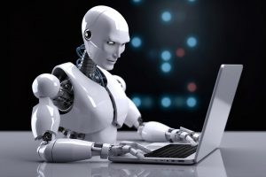 A robot using a computer